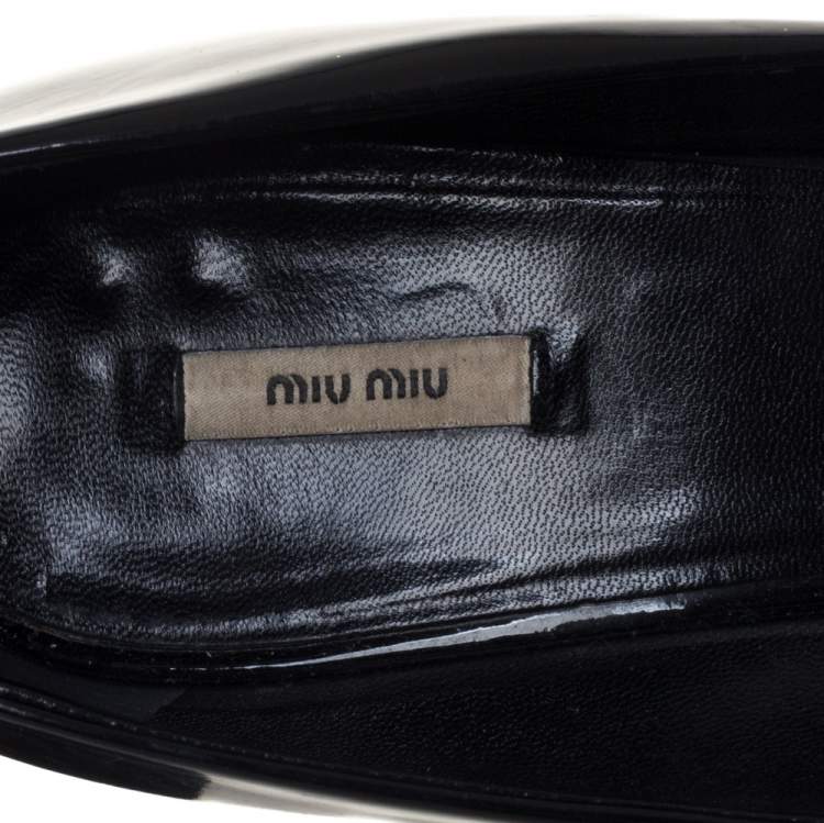 Pre Owned Miu Miu Black Patent Leather Bow Pumps Size 38