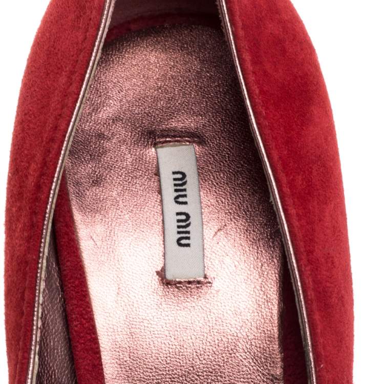 Pre Owned Miu Miu Multicolor Suede Pumps Size 39.5