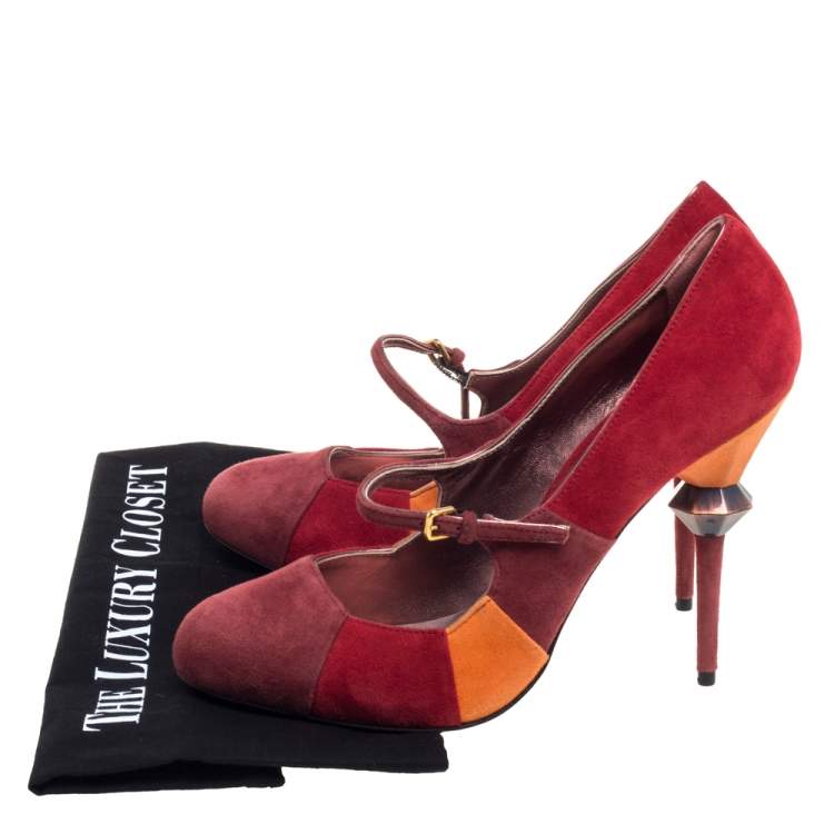 Pre Owned Miu Miu Multicolor Suede Pumps Size 39.5
