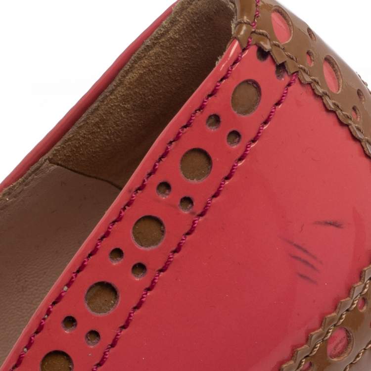 Pre Owned Miu Miu Pink/Brown  Patent Leather Bow Pointed Toe Pumps Size 39.5