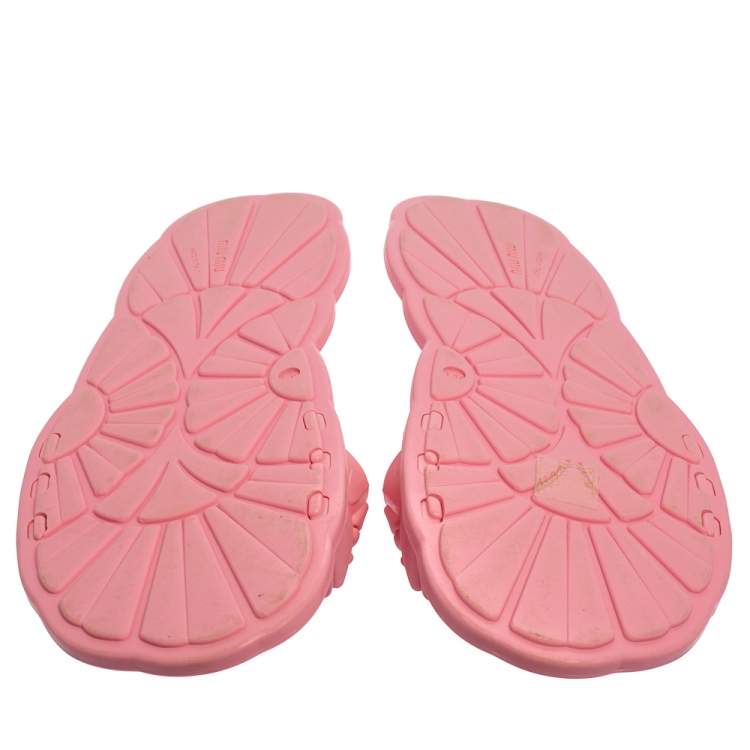 Pre Owned Miu Miu Pink Rubber Slide Sandals Size 41