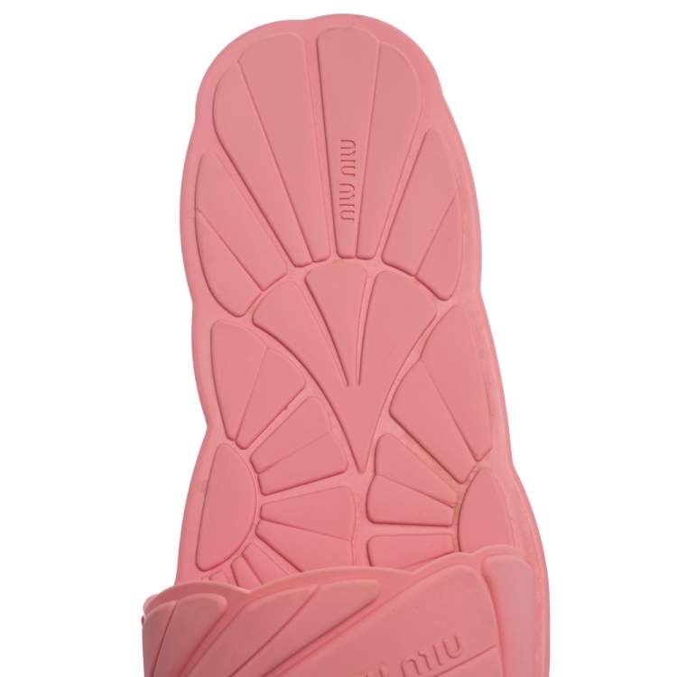 Pre Owned Miu Miu Pink Rubber Slide Sandals Size 41
