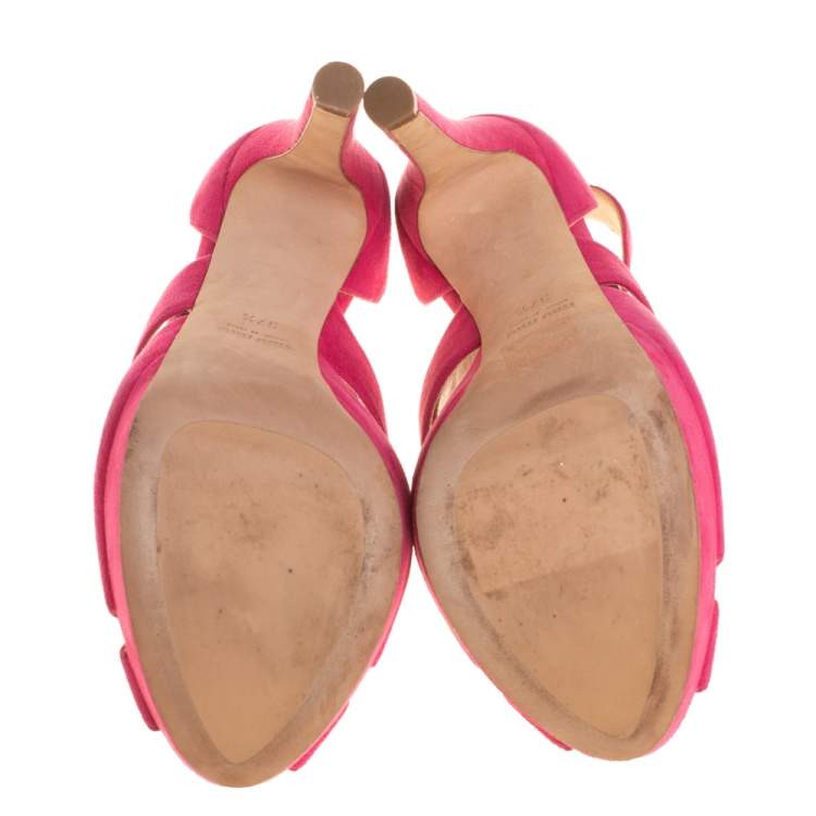 مملوكة مسبق�ًا Miu Miu Pink Suede Strappy Platform Sandals Size 37.5