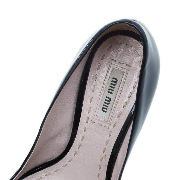 Pre Owned Miu Miu Black Patent Open Toe Pumps Size 36