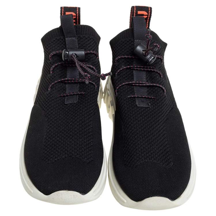 Pre Owned Miu Miu Black Knit Fabric Low Top Sneakers Size 37