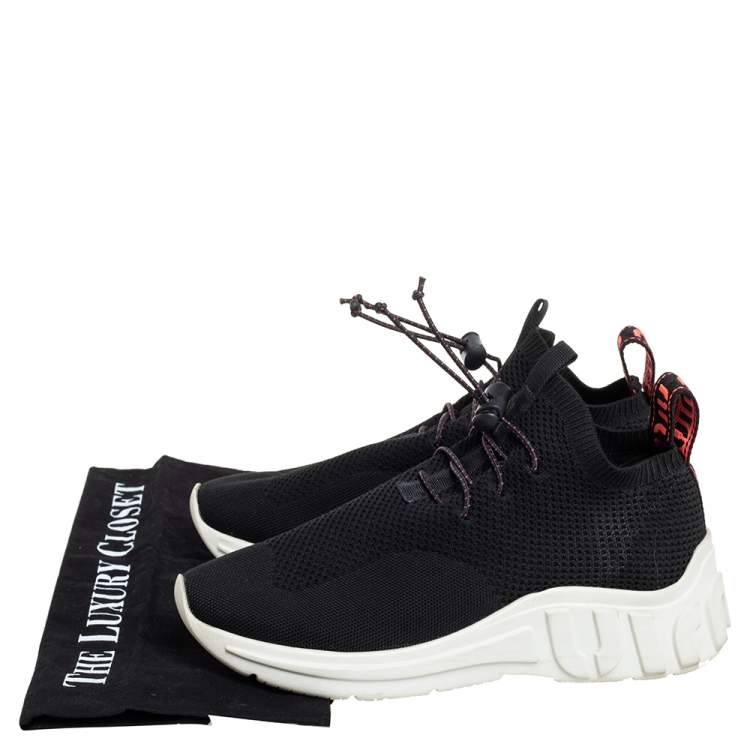 Pre Owned Miu Miu Black Knit Fabric Low Top Sneakers Size 37