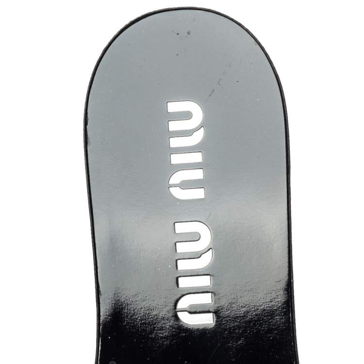 Pre Owned Miu Miu Black/White Star Print PVC Slide Sandals Size 39