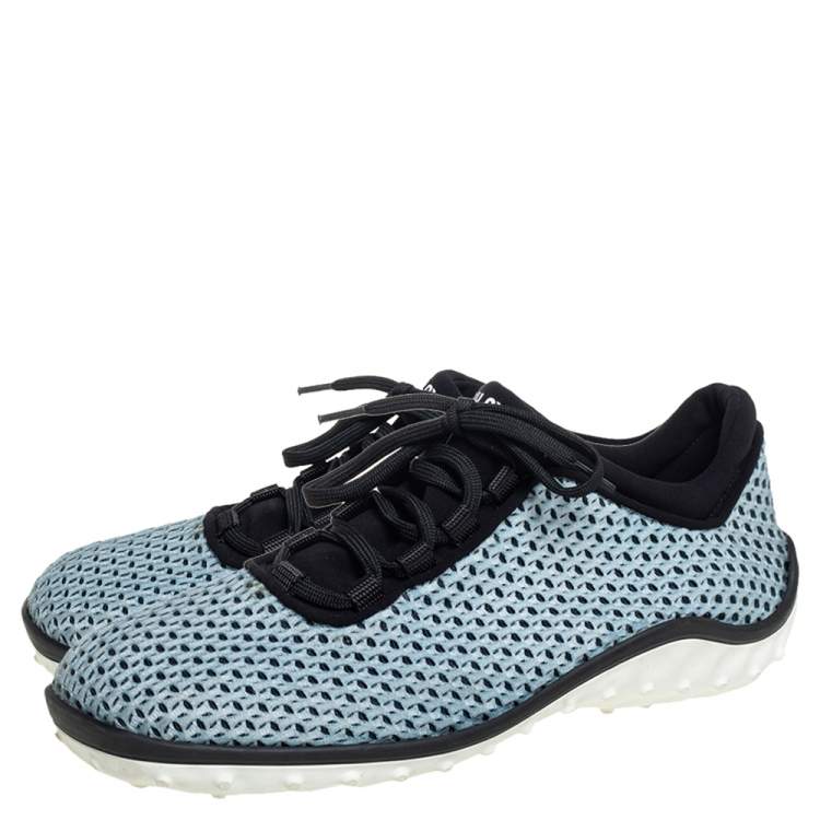 Pre Owned Miu Miu Blue/Black Mesh And Fabric Low Top Sneakers Size 38.5