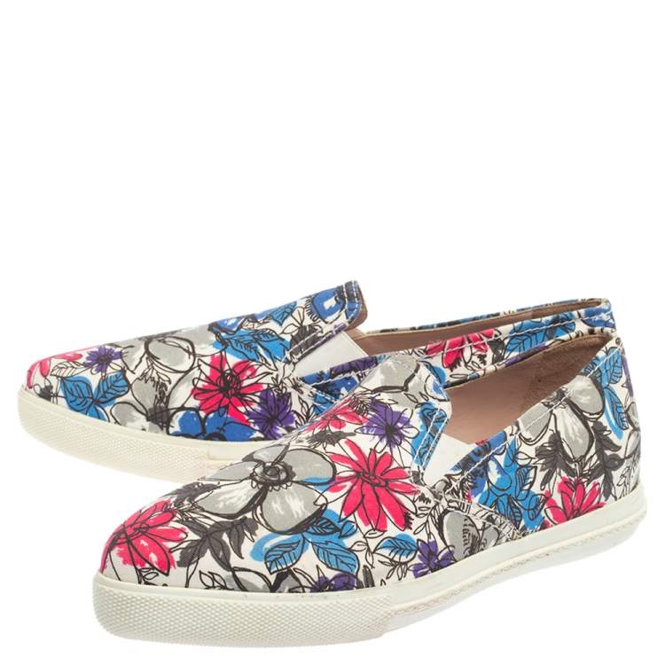 Pre Owned Miu Miu Multicolor Canvas Slip On Flats Size 38