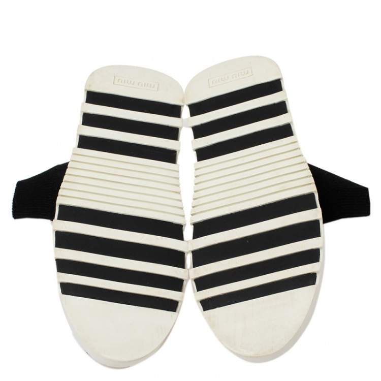 Pre Owned Miu Miu Black Knit Fabric Sock Sneakers Size 38.5