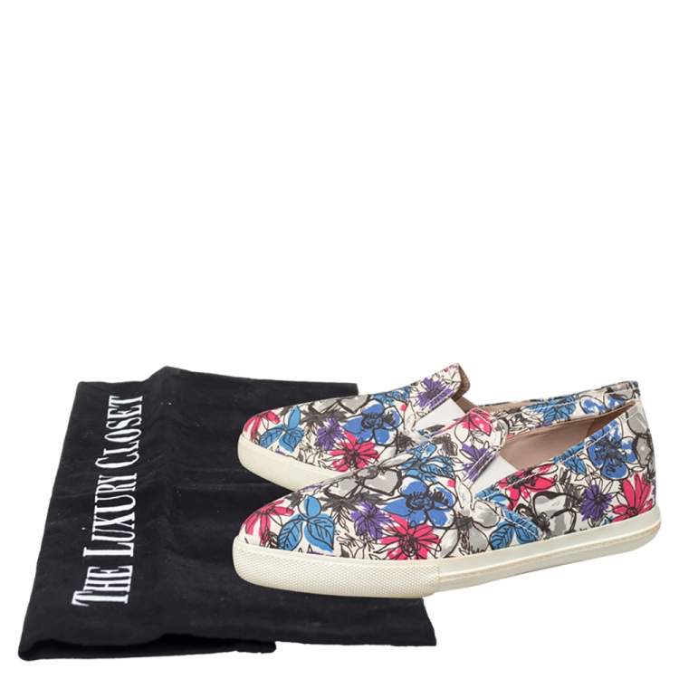 Pre Owned Miu Miu Multicolor Printed Canvas Slip On Sneakers Size 38