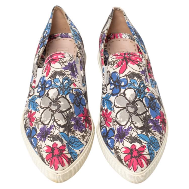 Pre Owned Miu Miu Multicolor Printed Canvas Slip On Sneakers Size 38