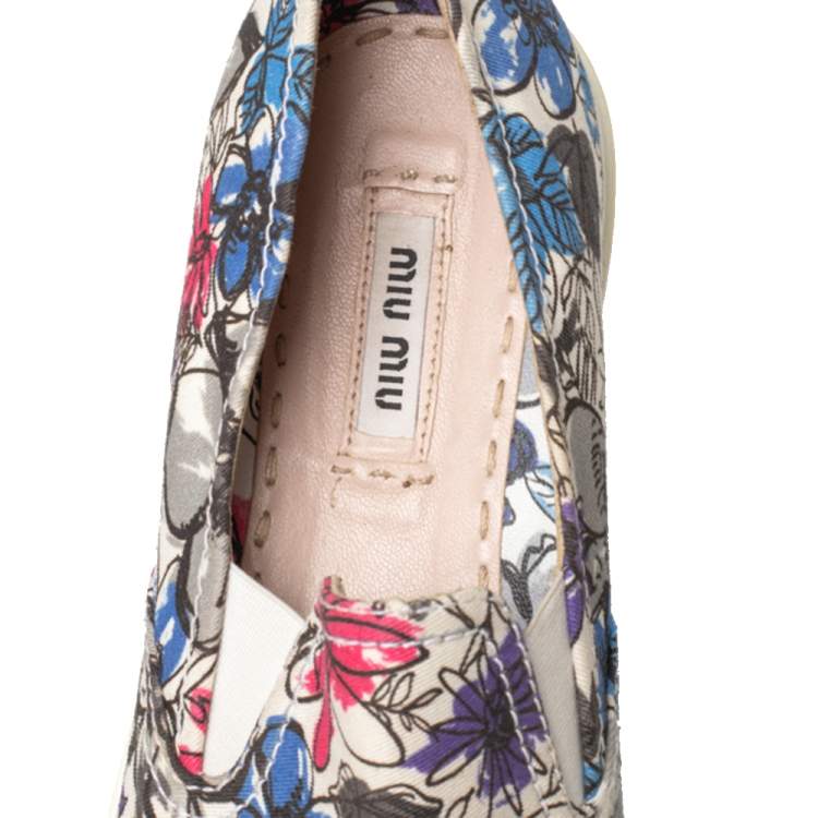 Pre Owned Miu Miu Multicolor Printed Canvas Slip On Sneakers Size 38