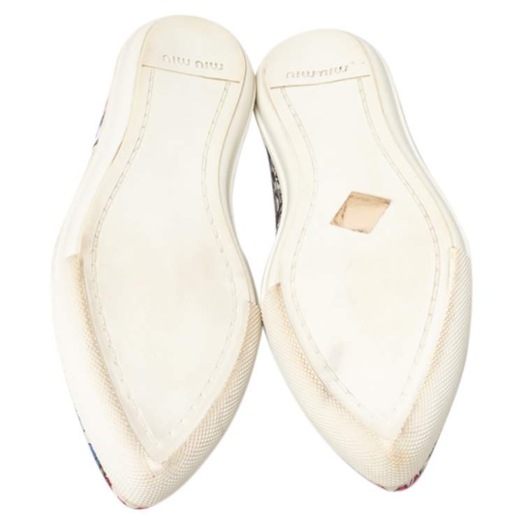 Pre Owned Miu Miu Multicolor Printed Canvas Slip On Sneakers Size 38