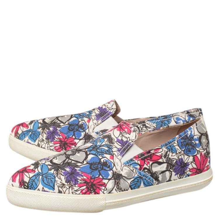 Pre Owned Miu Miu Multicolor Printed Canvas Slip On Sneakers Size 38