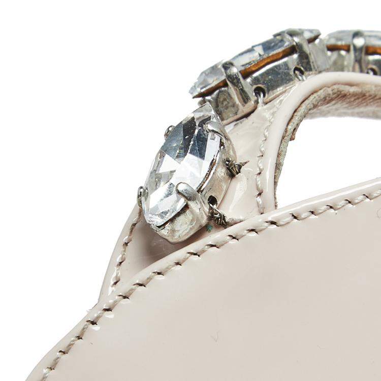 مملوكة مسبقًا Miu Miu Light Pink Patent Leather Crystal Embellished Mules Size 39.5