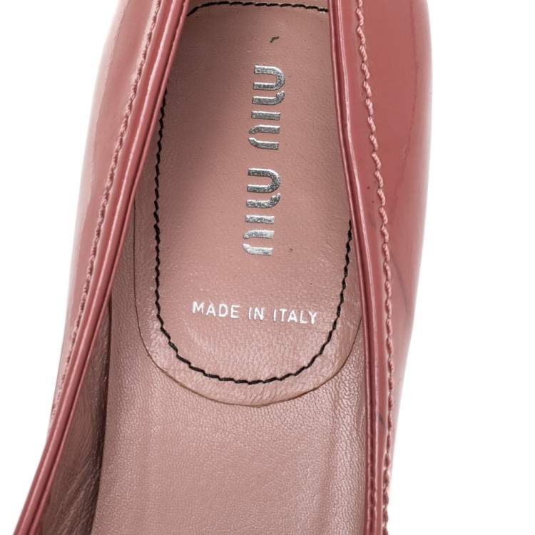 Pre Owned Miu Miu Pink Patent Leather Loafer Pump Size 37