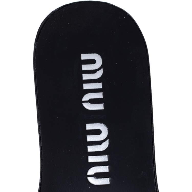 مملوكة مسبقًا Miu Miu Black/Transparent Star Print PVC Flat Slide Sandals Size 36.5