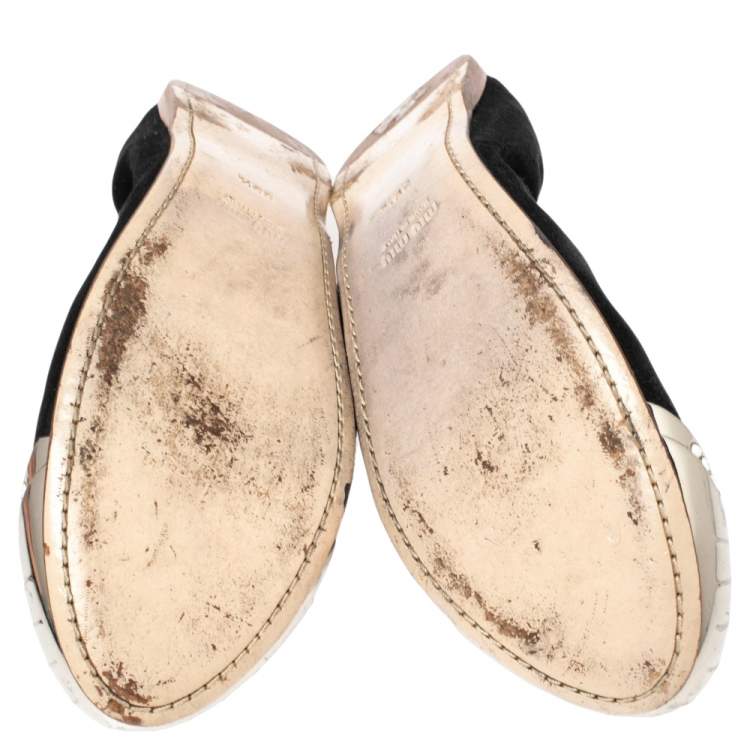 Pre Owned Miu Miu Black Suede Cap Toe Ballet Flats Size 39.5