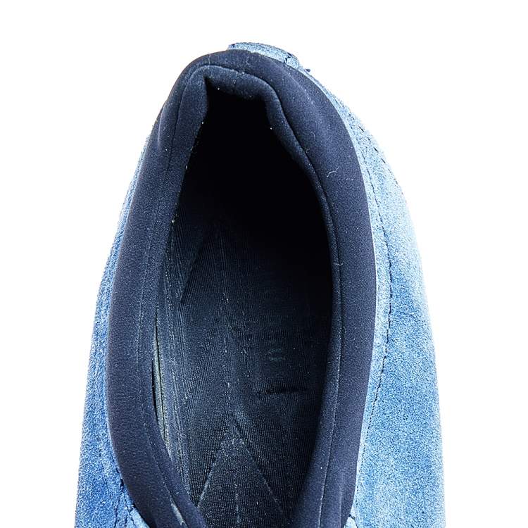Pre Owned Miu Miu Blue/Black Suede Crystal Cap Toe Sneakers Size 40