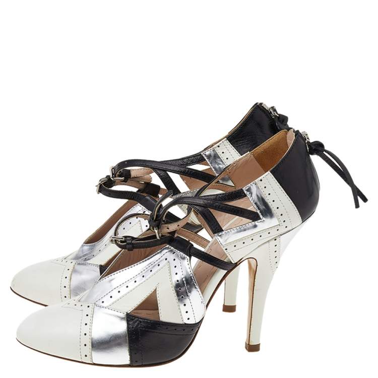 Pre Owned Miu Miu Multicolour Leather Strappy Highlighter Pumps Size 38