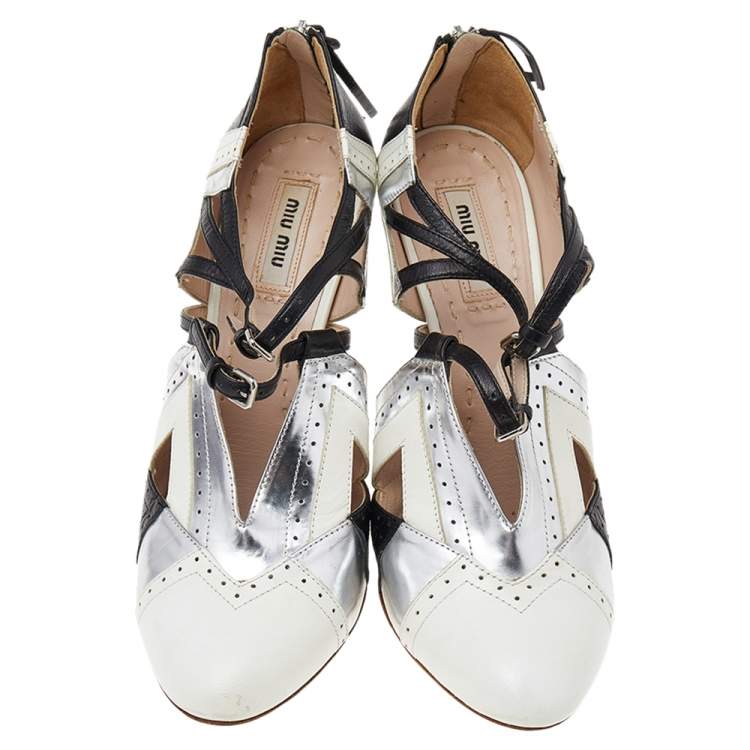 Pre Owned Miu Miu Multicolour Leather Strappy Highlighter Pumps Size 38