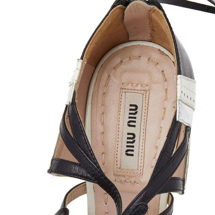 Pre Owned Miu Miu Multicolour Leather Strappy Highlighter Pumps Size 38