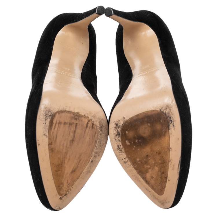 Pre Owned Miu Miu Black Suede  Platform Pumps Size 39.5