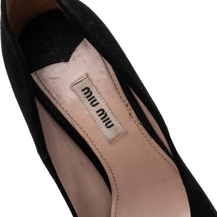 Pre Owned Miu Miu Black Suede  Platform Pumps Size 39.5