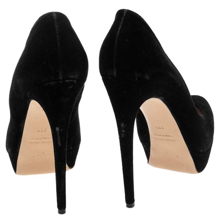 Pre Owned Miu Miu Black Suede  Platform Pumps Size 39.5