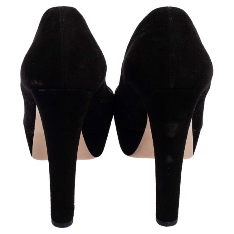 Pre Owned Miu Miu Black Suede Peep Toe Platform Pumps Size 40