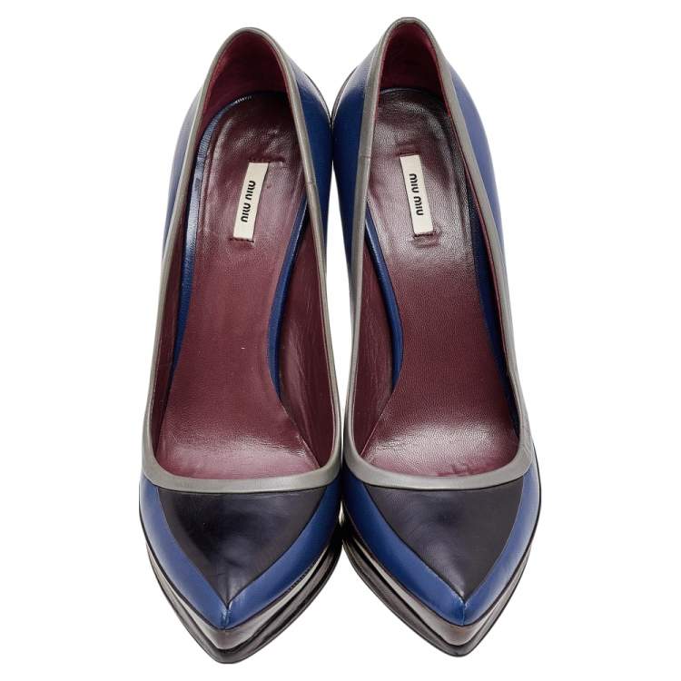 Pre Owned Miu Miu Tricolor Leather Pumps Size 38