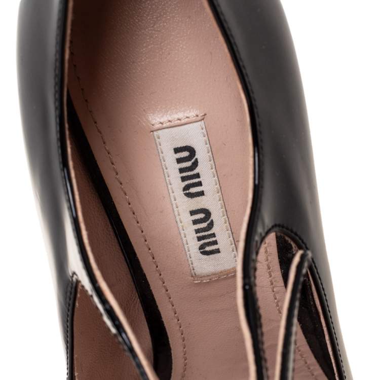 مملوكة مسبقًا Miu Miu Black Patent Leather Mary Jane Platform Pumps Size 36.5