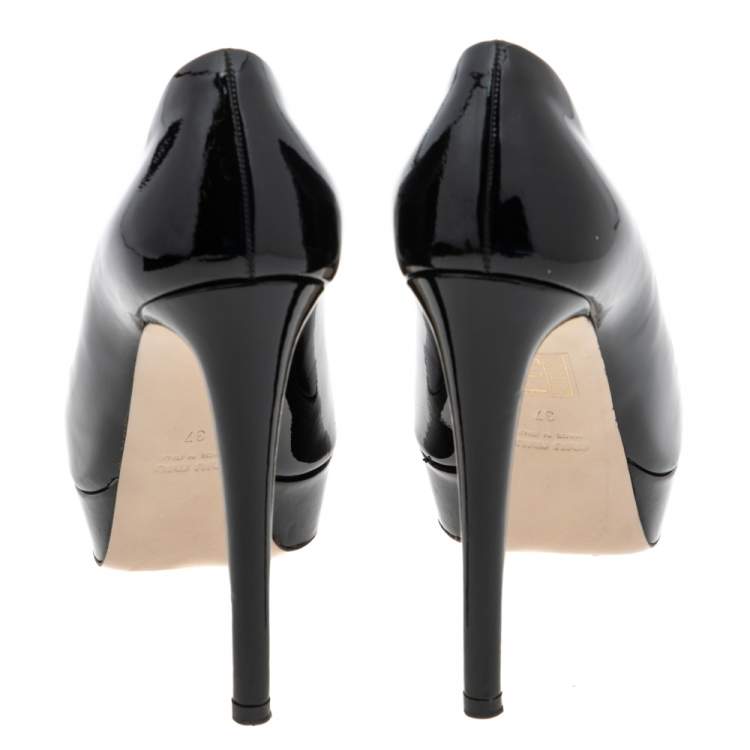 Pre Owned Miu Miu Black Patent Leather Platform Pumps Size 37