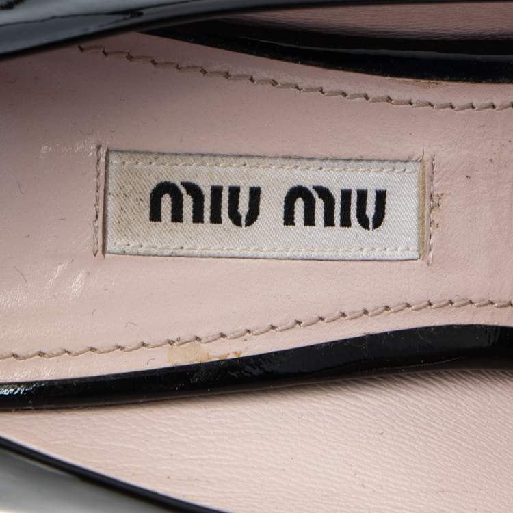 Pre Owned Miu Miu Black Patent Leather Platform Pumps Size 37