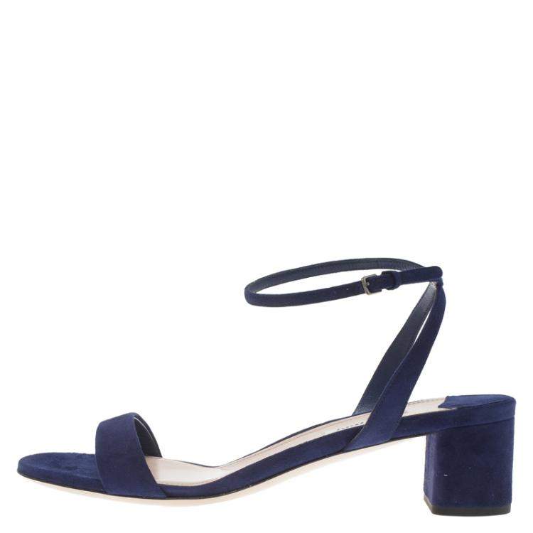 Pre Owned Miu Miu Purple Suede Ankle Strap Sandals Size 38.5