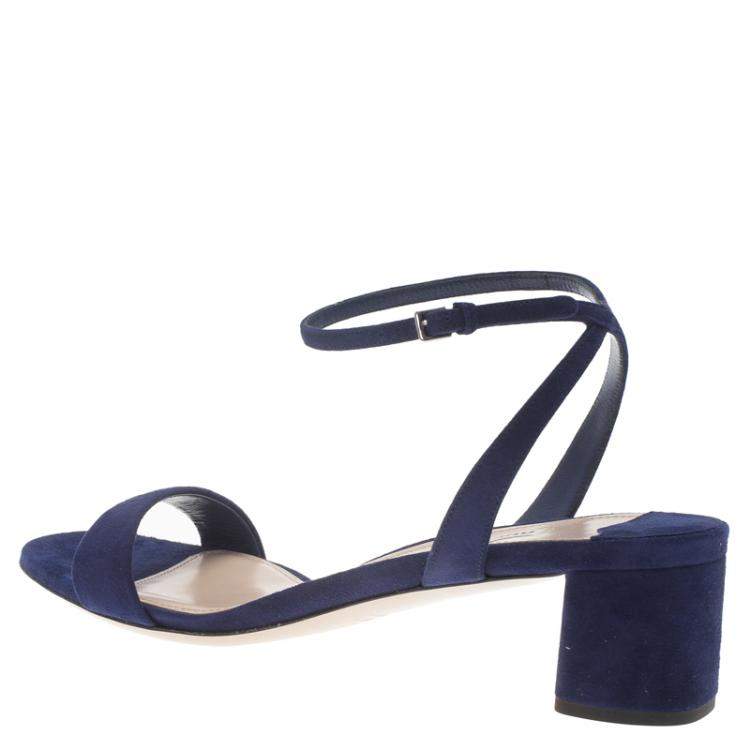 Pre Owned Miu Miu Purple Suede Ankle Strap Sandals Size 38.5