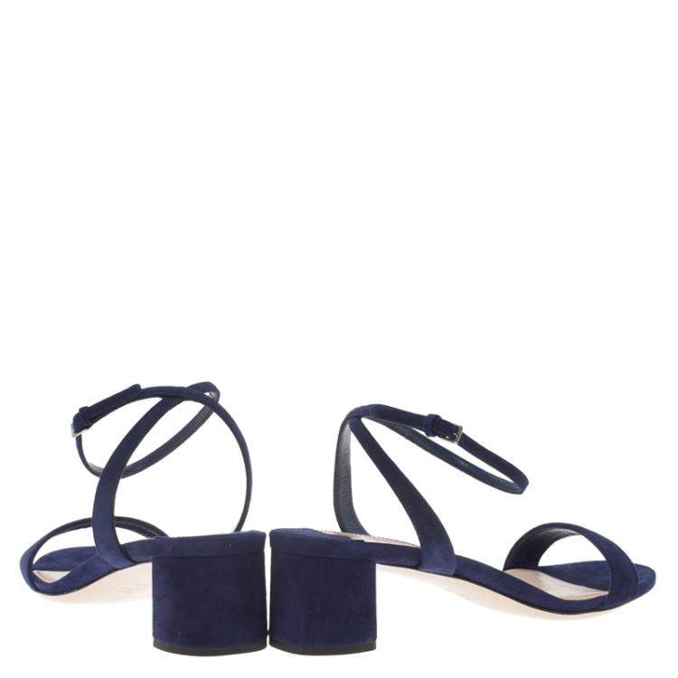 Pre Owned Miu Miu Purple Suede Ankle Strap Sandals Size 38.5