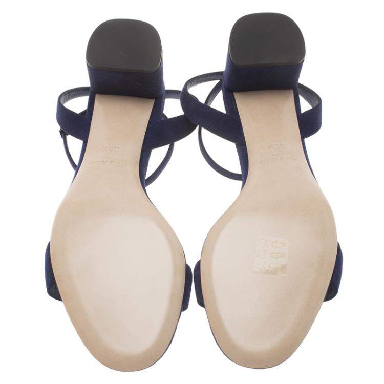 Pre Owned Miu Miu Purple Suede Ankle Strap Sandals Size 38.5
