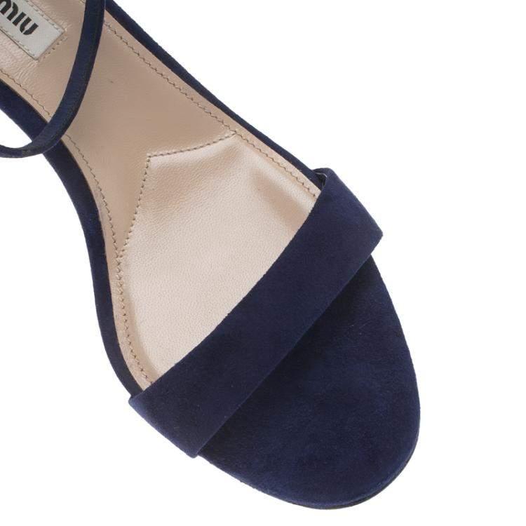 Pre Owned Miu Miu Purple Suede Ankle Strap Sandals Size 38.5