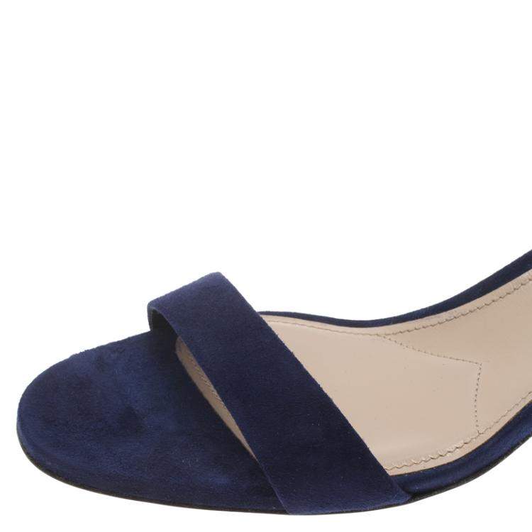 Pre Owned Miu Miu Purple Suede Ankle Strap Sandals Size 38.5