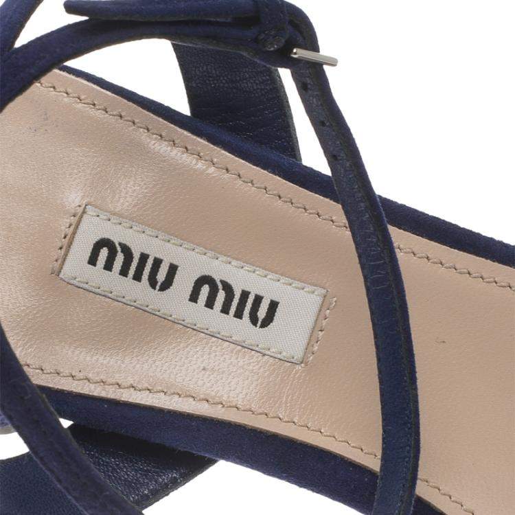 Pre Owned Miu Miu Purple Suede Ankle Strap Sandals Size 38.5