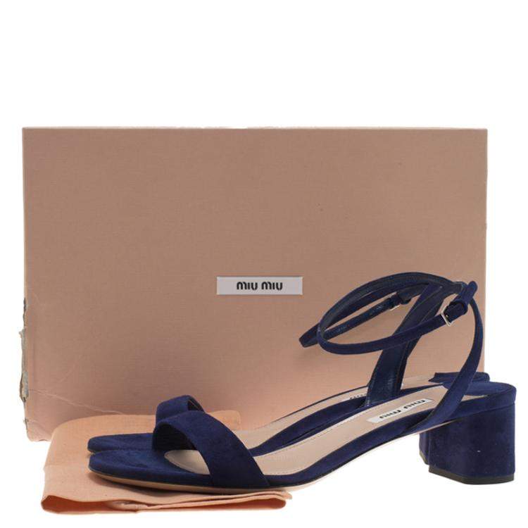 Pre Owned Miu Miu Purple Suede Ankle Strap Sandals Size 38.5