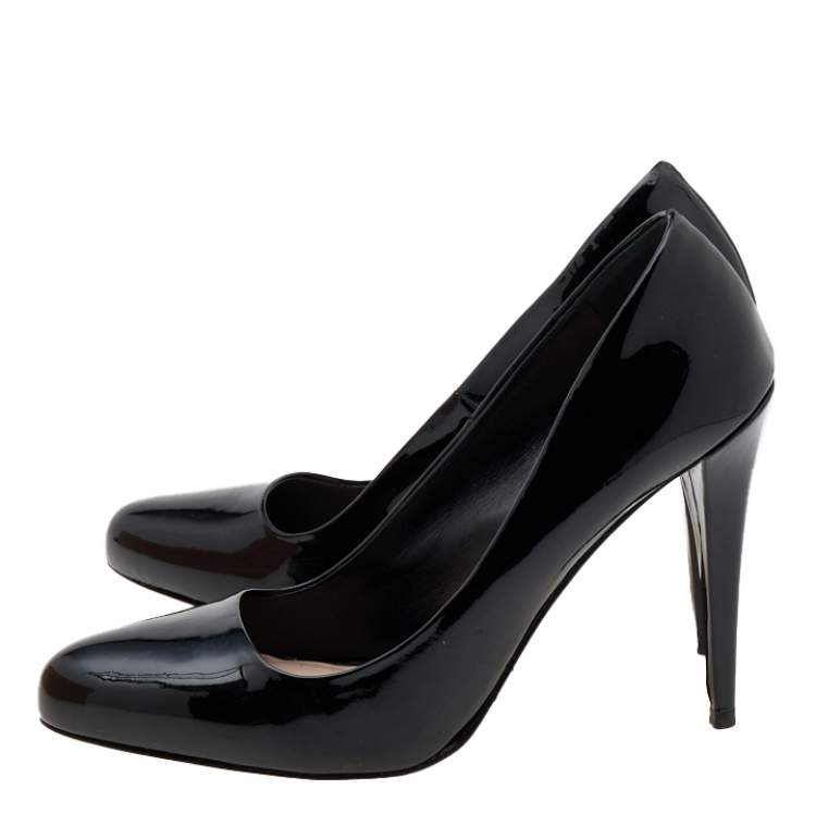 Pre Owned Miu Miu Black Patent Leather Round Toe Pumps Size 36