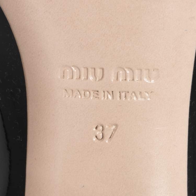 Pre Owned Miu Miu Black Patent Leather Crystal Embellished Buckle Loafer Pumps Size 37