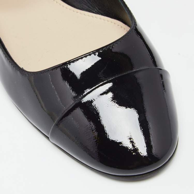 Pre Owned  Miu Miu Black Patent Leather Cap Tor Mary Jane Ballet Flats Size 36