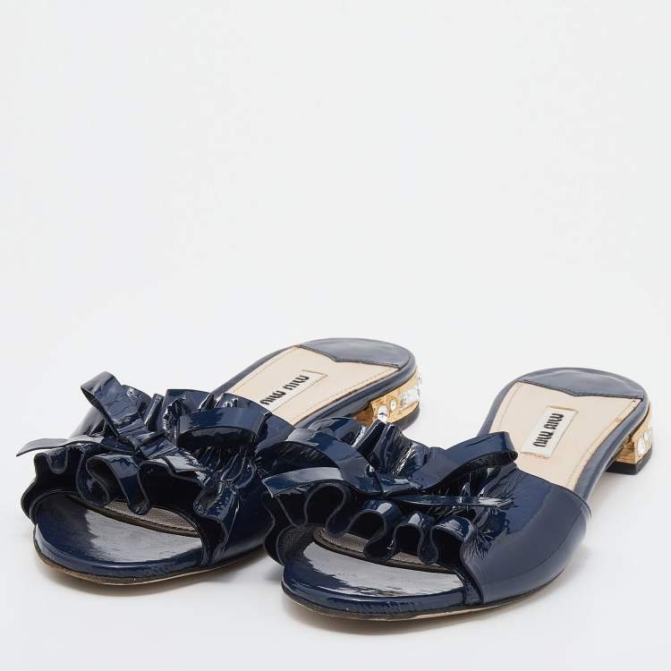 Miu Miu, Shoes, Miu Miu Bow Detail Heeled Sandals In Silver Size 37 New