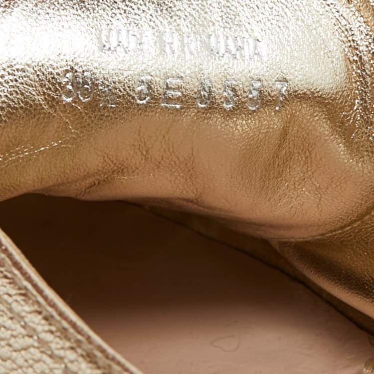 Pre Owned Miu Miu Gold Leather Crystal Embellished Cap Toe Sneakers Size 38.5 