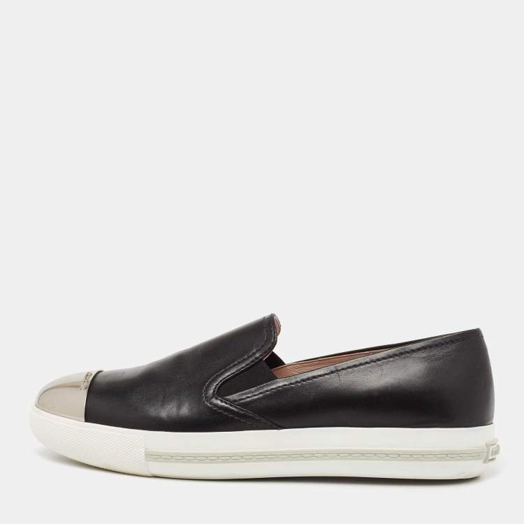 Miu Miu Leather and Steel outlet Toe Slip On Platform Sneaker Shoe - 40