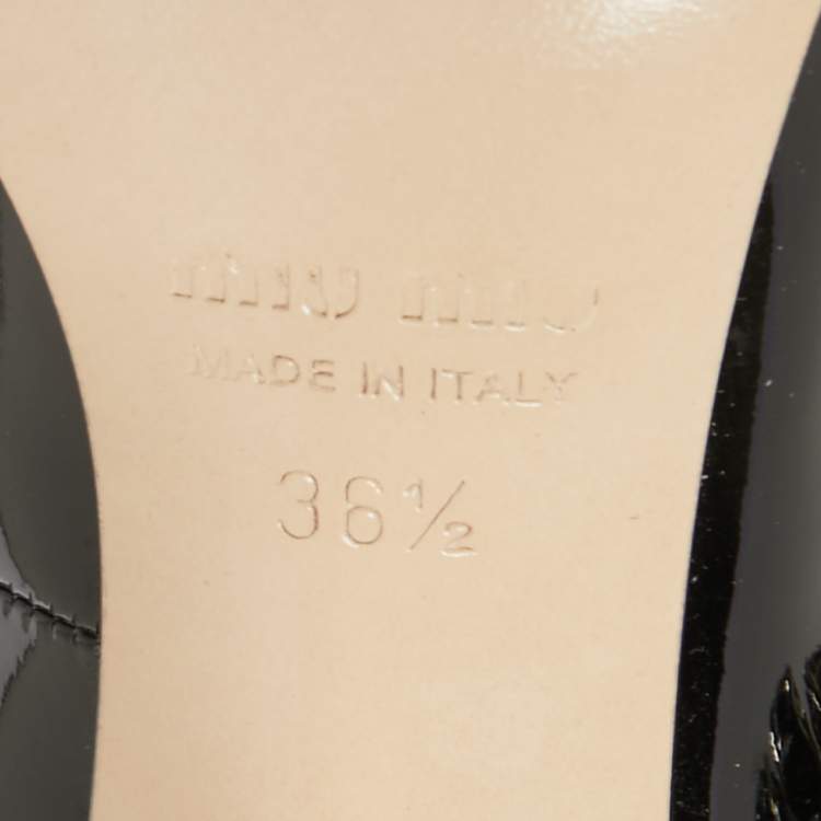 Pre Owned Miu Miu Black Patent Leather Mary Jane Pumps Size 36.5